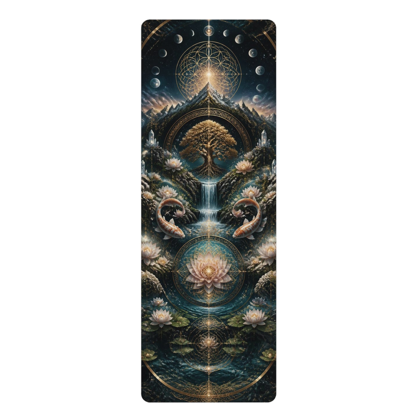 Sacred Geometry Lotus Tree Rubber Yoga Mat | Spiritual Meditation Mandala Printify