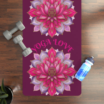 Pink Lotus Yoga Love Rubber Yoga Mat | Floral Meditation Mat - Best Yoga Mats for Home Workouts