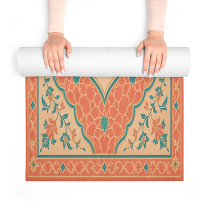 Yoga Love mandala foam Yoga Mat | boho floral pattern, coral teal - Best Yoga Mats for Home Workouts