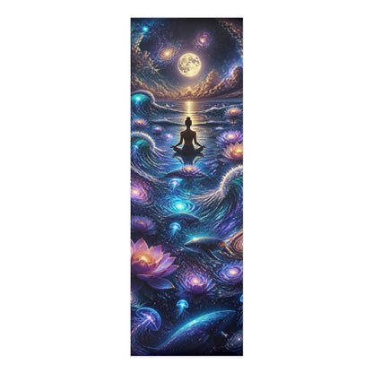 Meditative Moonlight Scene Foam Yoga Mat | Cosmic Lotus, Oceanic Jellyfish Printify