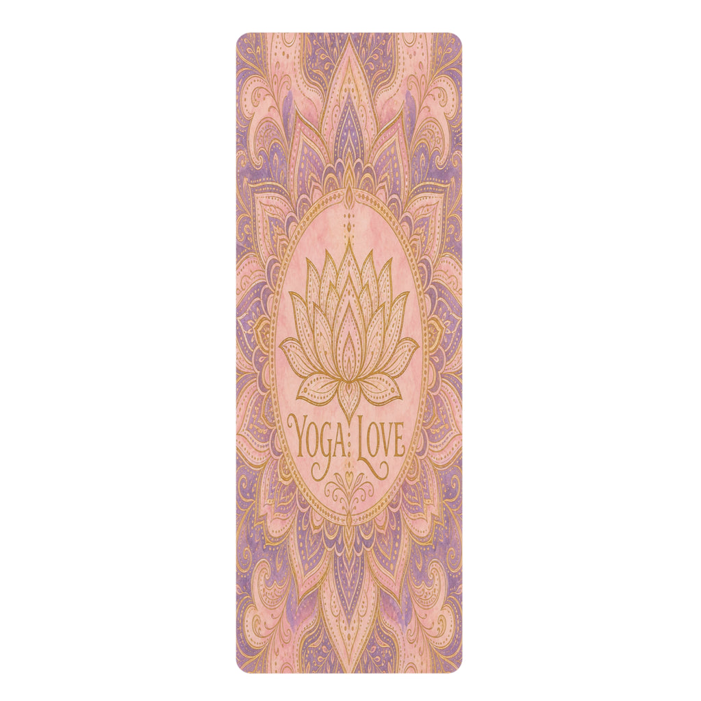 Lotus Mandala Yoga Love Rubber Yoga Mat | Floral Lotus Design, Non-Slip