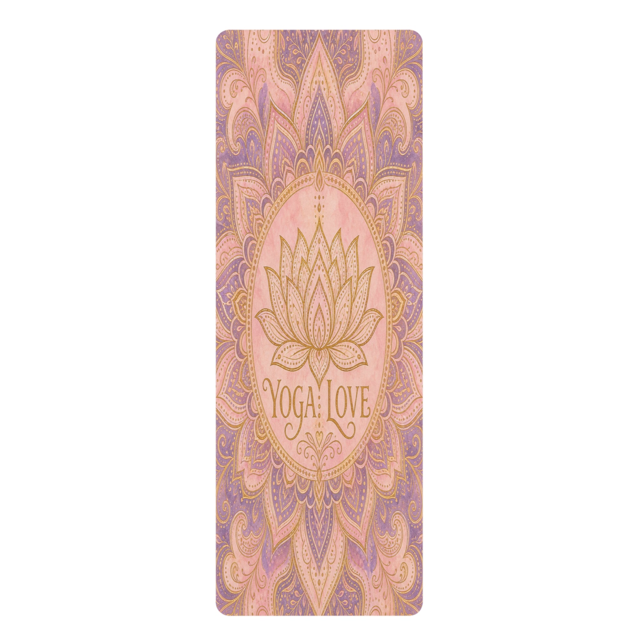 Lotus Mandala Yoga Love Rubber Yoga Mat | Floral Lotus Design, Non-Slip