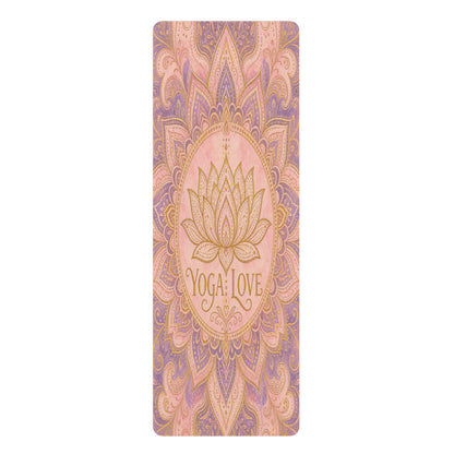 Lotus Mandala Yoga Love Rubber Yoga Mat | Floral Lotus Design, Non-Slip - Best Yoga Mats for Home Workouts