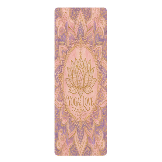 Lotus Mandala Yoga Love Rubber Yoga Mat | Floral Lotus Design, Non-Slip - Best Yoga Mats for Home Workouts