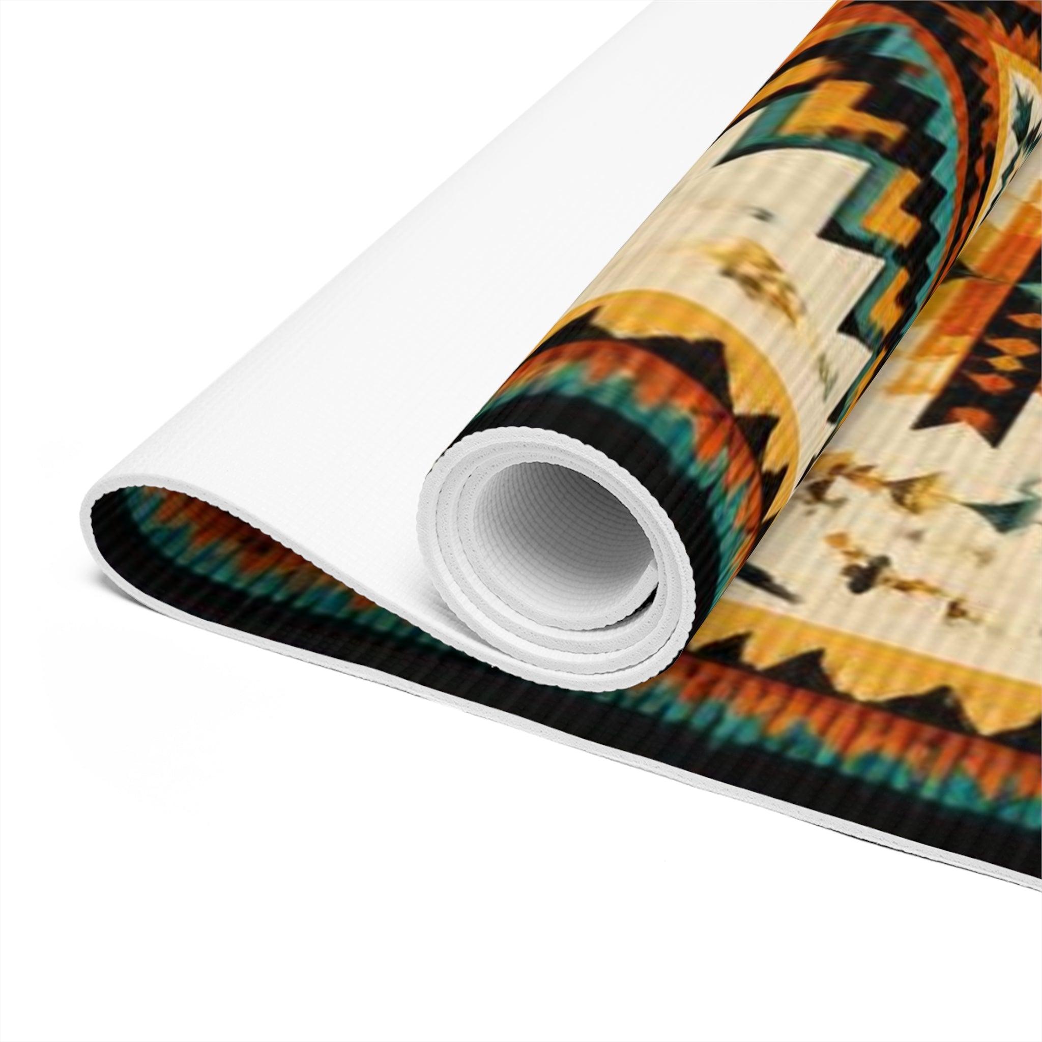 Southwestern Aztec Feather Pattern Foam Yoga Mat | Tribal Geometric Design Printify