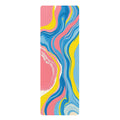 Colorful Marble Swirl Rubber Yoga Mat | Abstract Fluid Art, Pink Blue Yellow