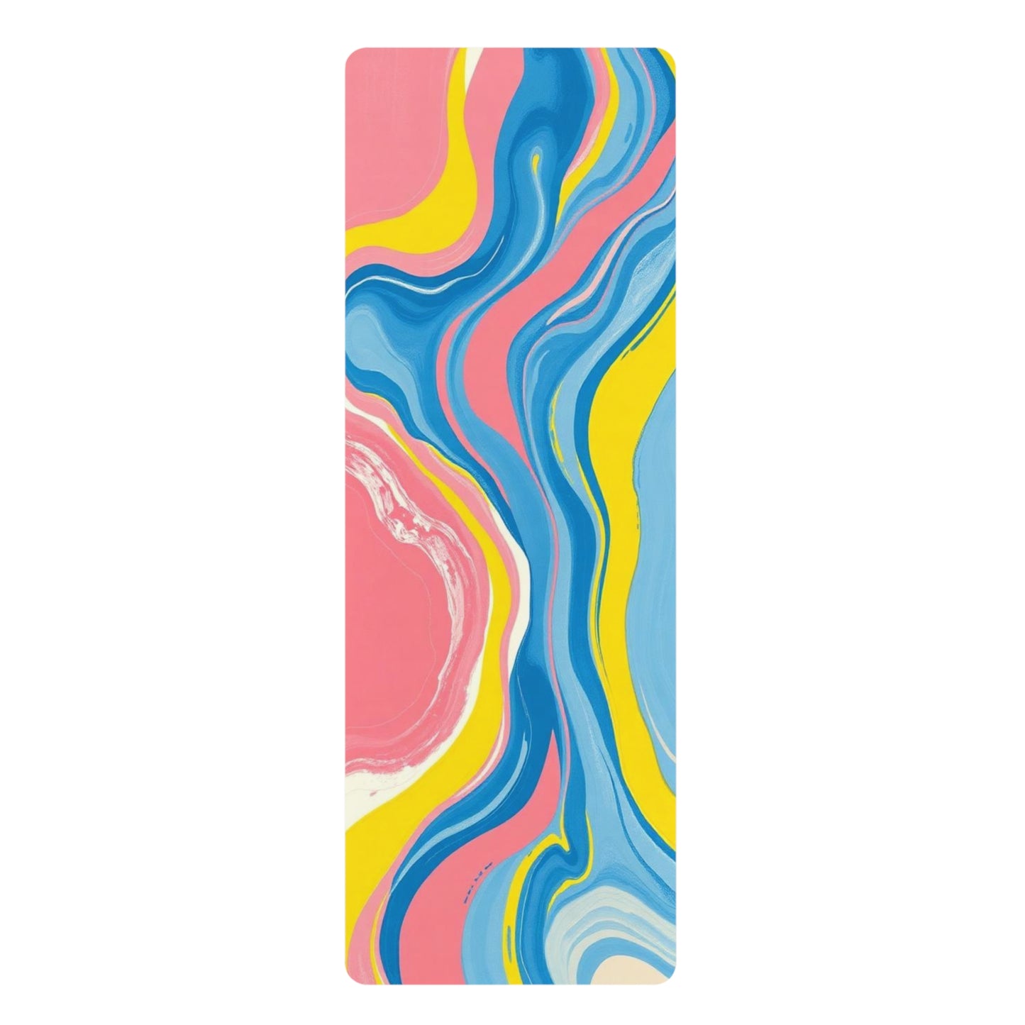 Colorful Marble Swirl Rubber Yoga Mat | Abstract Fluid Art, Pink Blue Yellow - Best Yoga Mats for Home Workouts