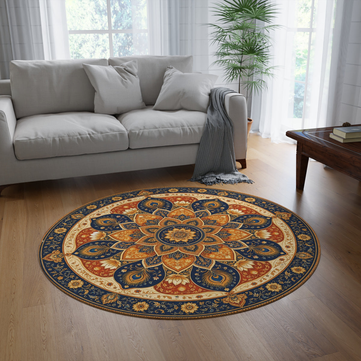 Bohemian Mandala Round Rug | Floral Medallion Area Rug Printify
