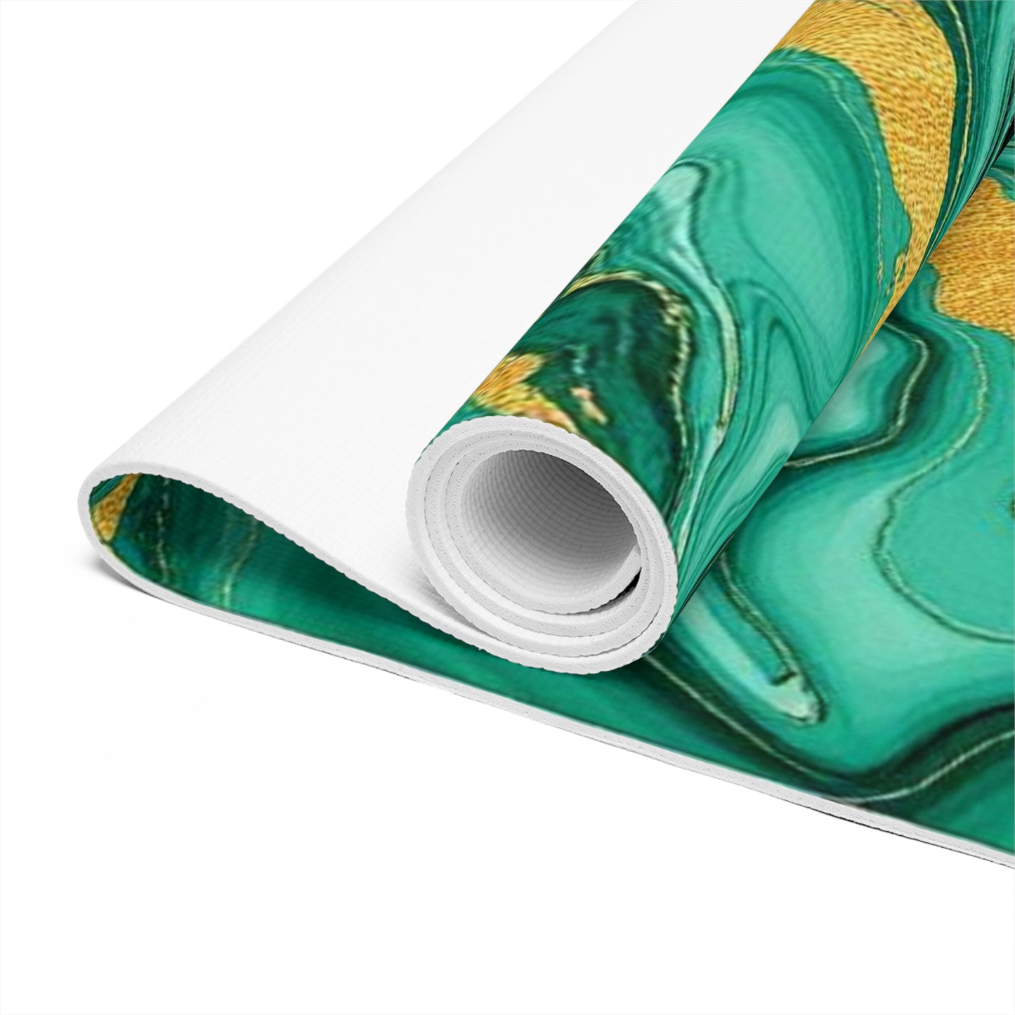 Green Marble Swirl Foam Yoga Mat | Abstract Gemstone Pattern - Best Yoga Mats for Home Workouts
