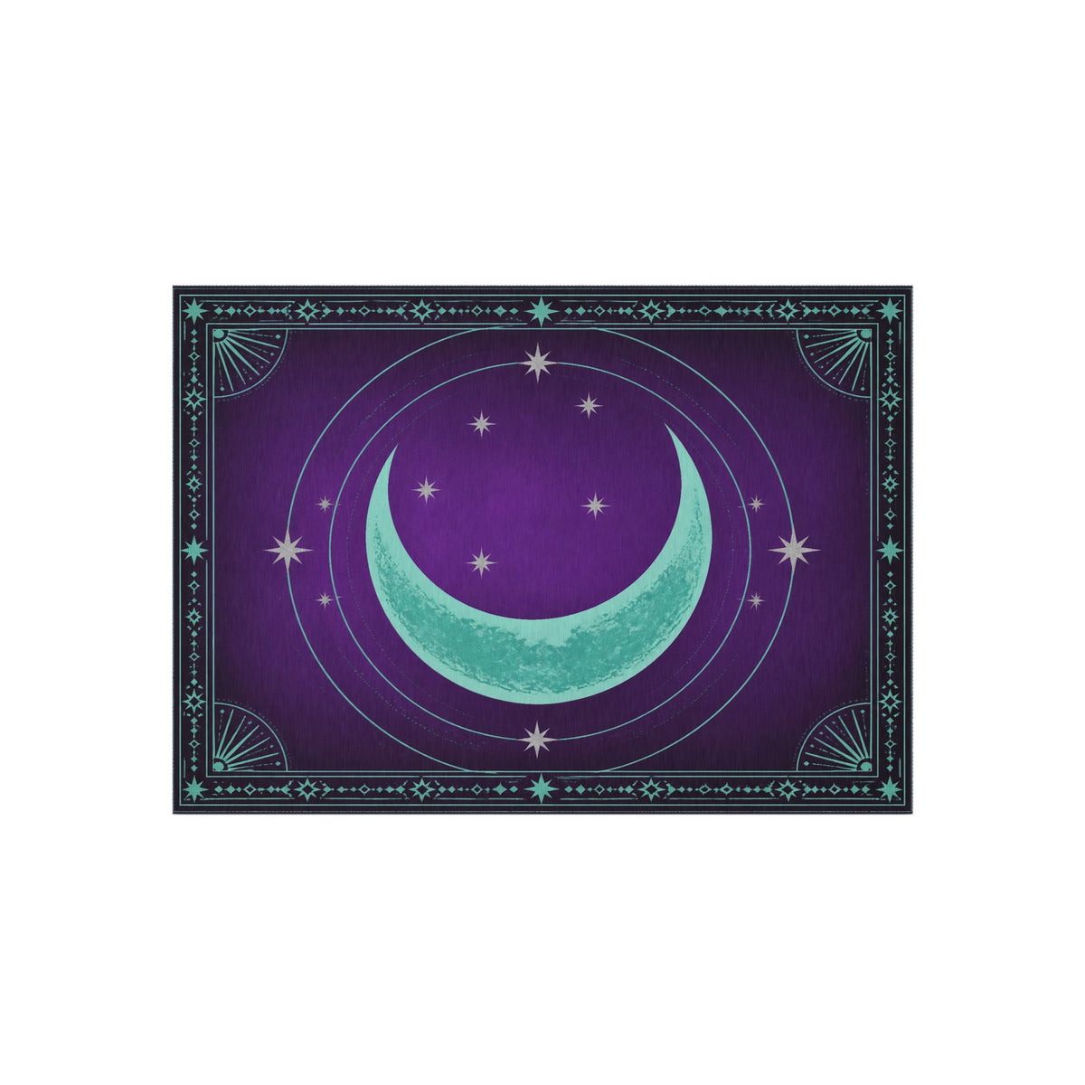 Crescent Moon Stars Outdoor Rug | Mystic Celestial Patio Mat Printify