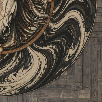Mystic Horse Mandala Round Rug | Boho Swirl Horsehead Decor Printify