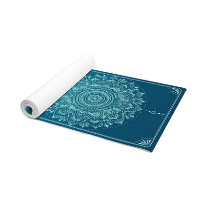 Teal Mandala Foam Yoga Mat | Meditation Spiral Alignment Printify
