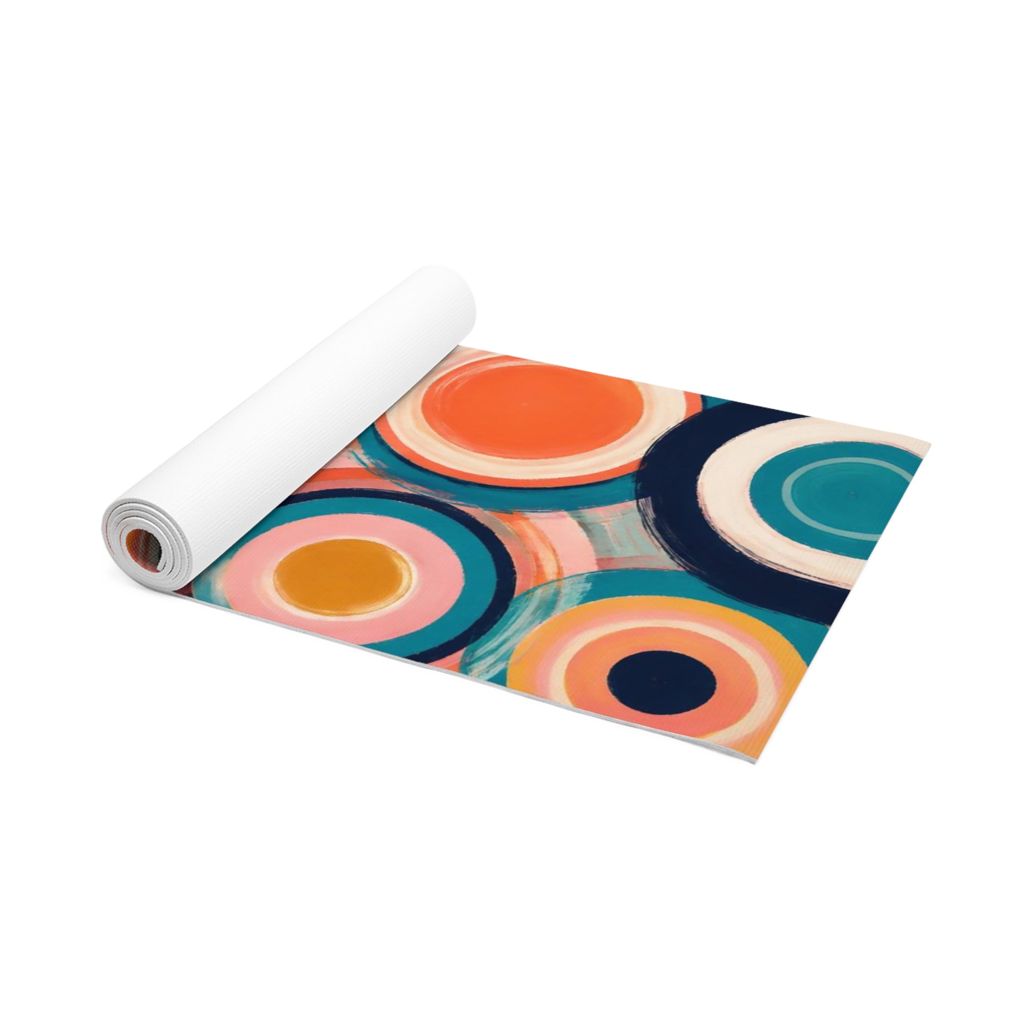 Retro Colorful Concentric Circles Foam Yoga Mat Printify