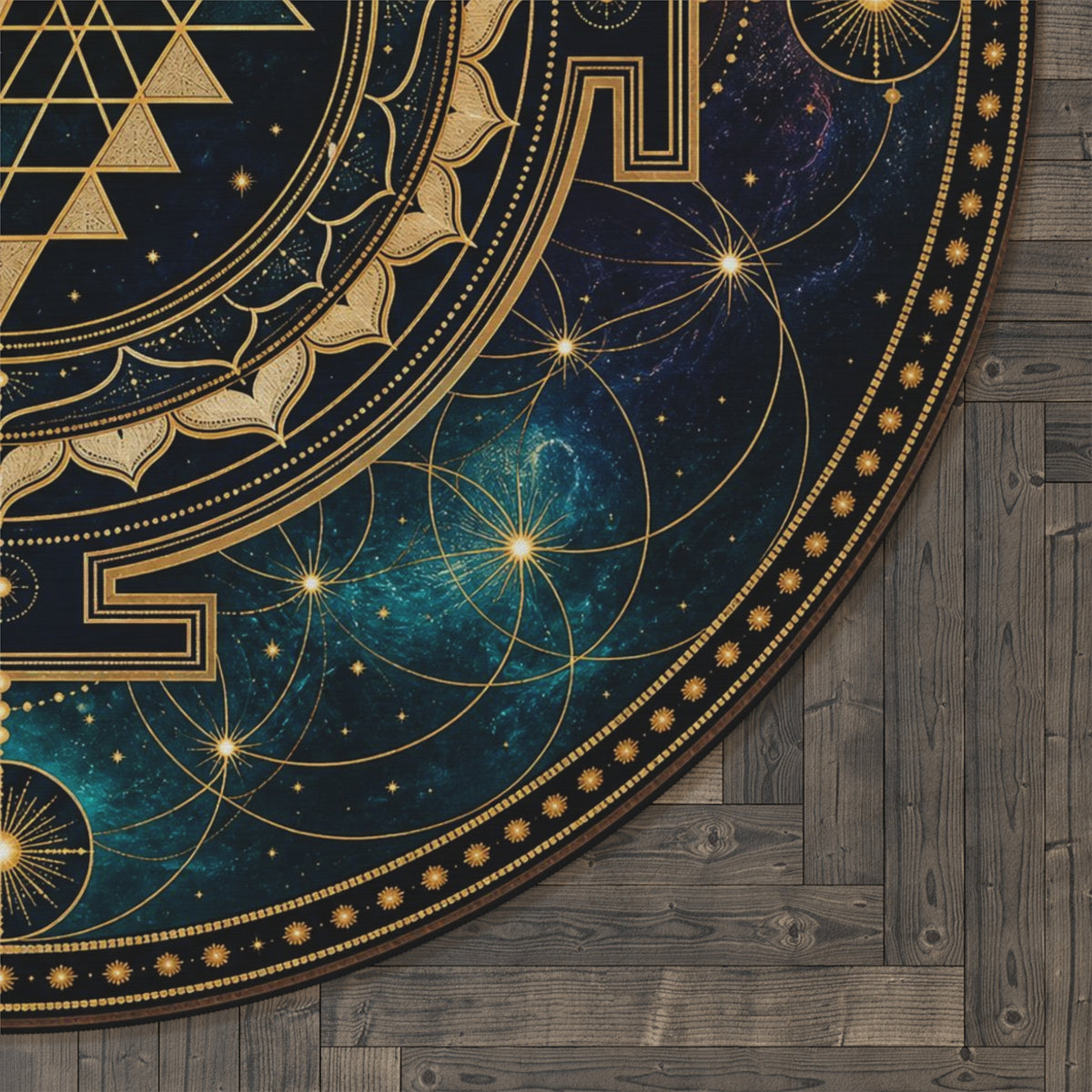 Sacred Sri Yantra Mandala Round Rug | Geometric Spiritual Floor Decor Printify