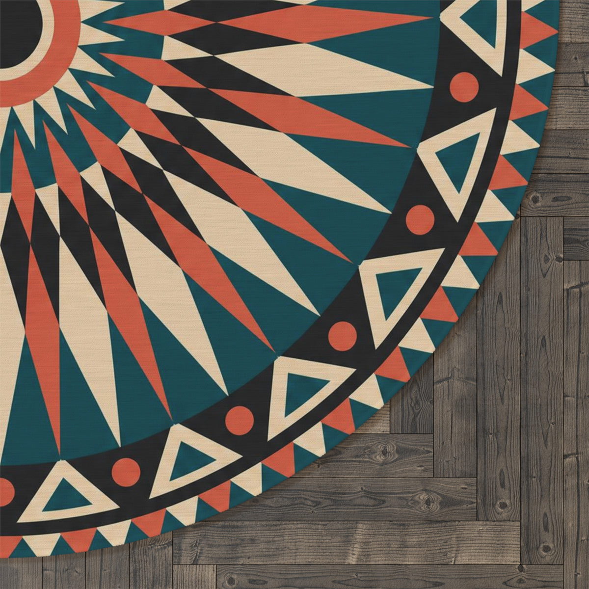 Geometric Starburst Mandala Round Rug | Boho Aztec Pattern Floor Decor Printify