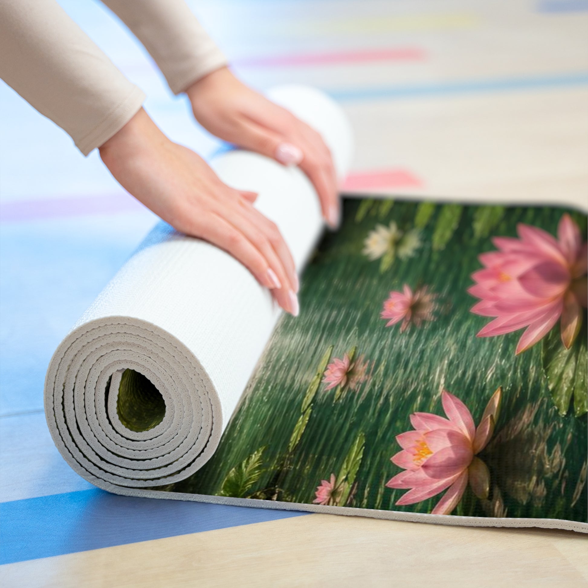 Waterfall Lotus Yoga Mat | Foam Yoga Mat - Best Yoga Mats for Home Workouts