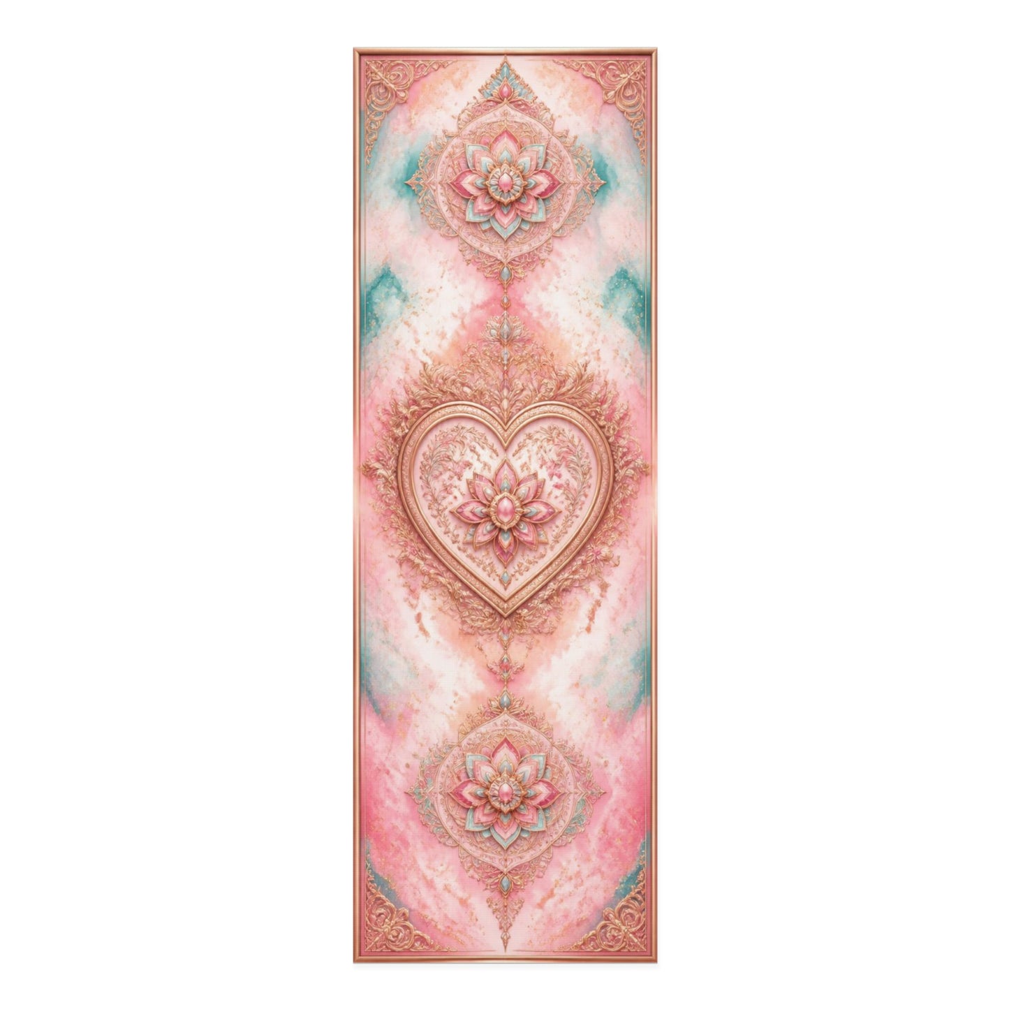 Pink Heart Mandala Foam Yoga Mat | Lotus Floral Chakra Design - Best Yoga Mats for Home Workouts