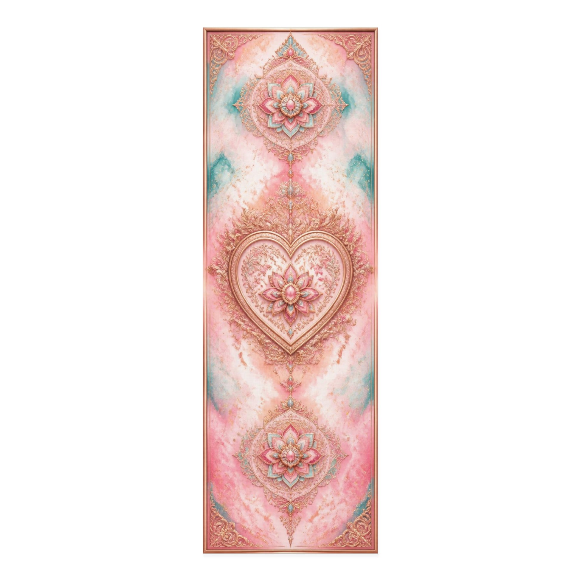 Pink Heart Mandala Foam Yoga Mat | Lotus Floral Chakra Design - Best Yoga Mats for Home Workouts