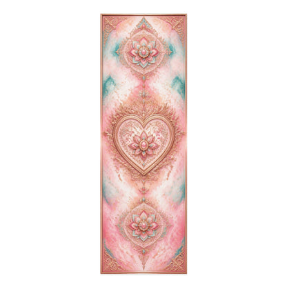 Pink Heart Mandala Foam Yoga Mat | Lotus Floral Chakra Design - Best Yoga Mats for Home Workouts