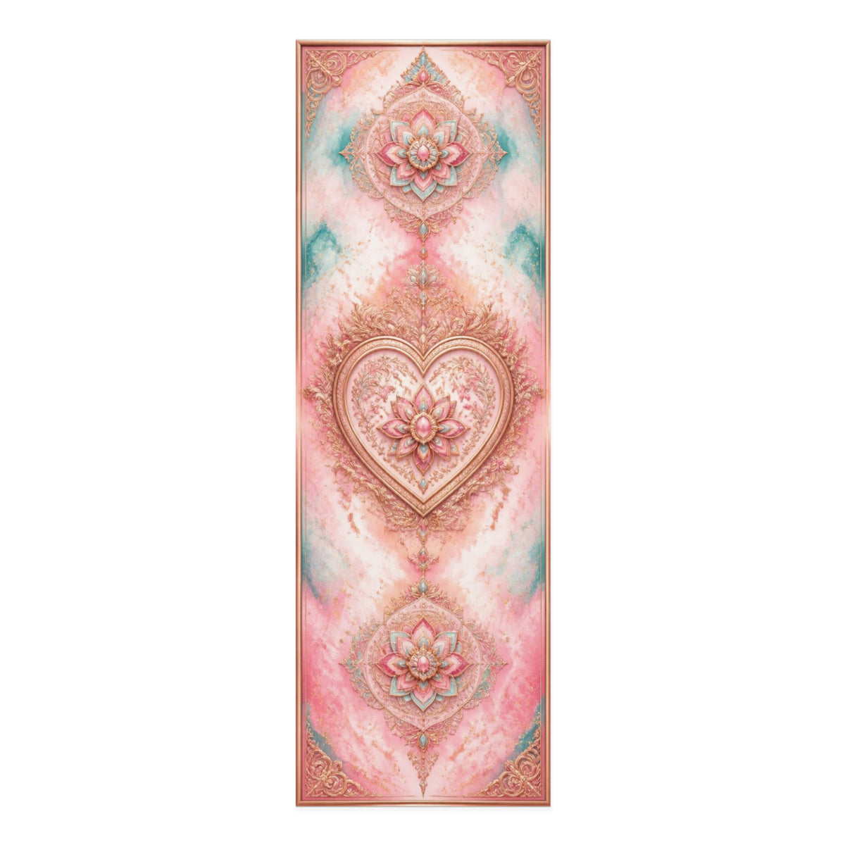 Pink Heart Mandala Foam Yoga Mat | Lotus Floral Chakra Design - Best Yoga Mats for Home Workouts