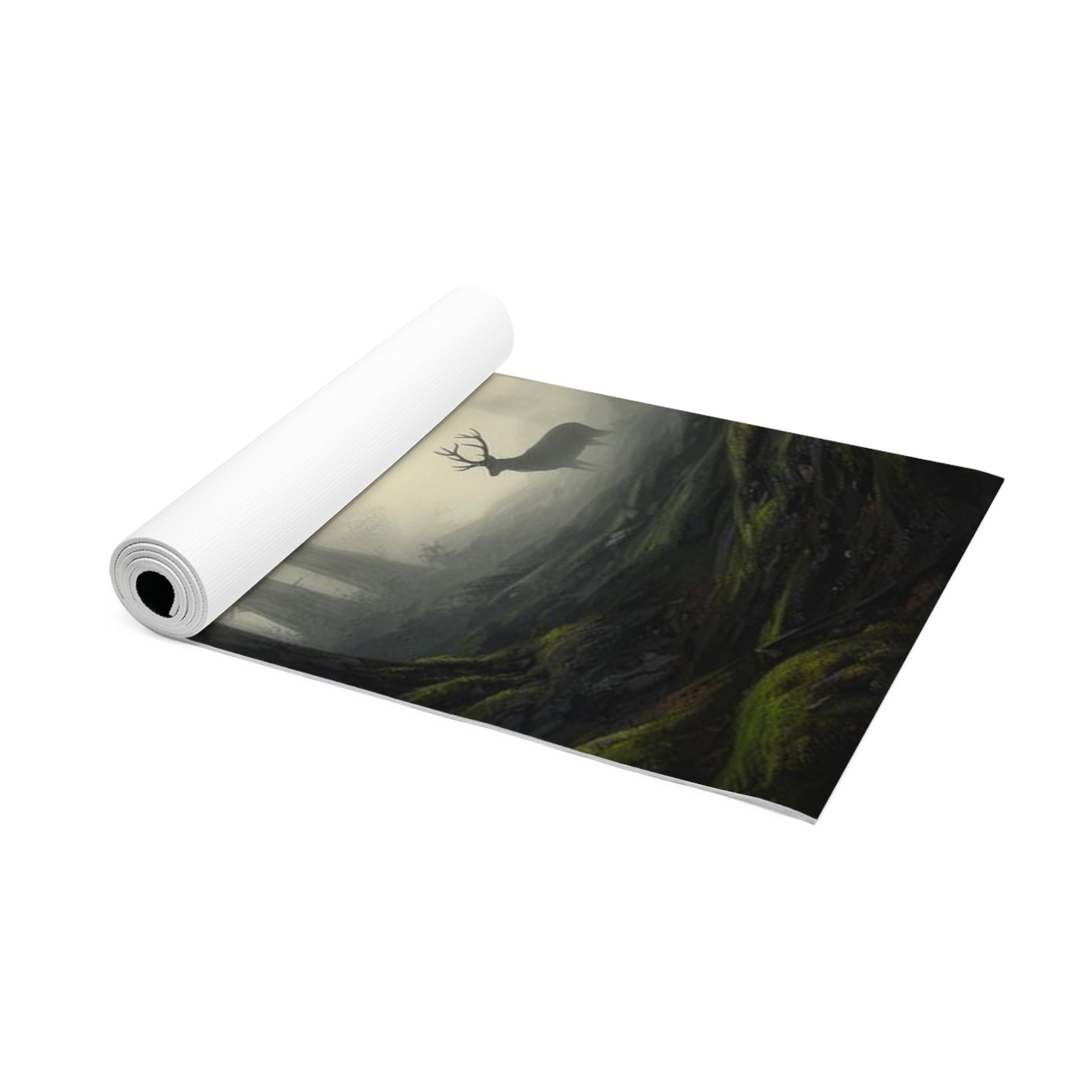 Misty Forest Deer Foam Yoga Mat | Woodland Nature Scene - Best Yoga Mats for Home Workouts