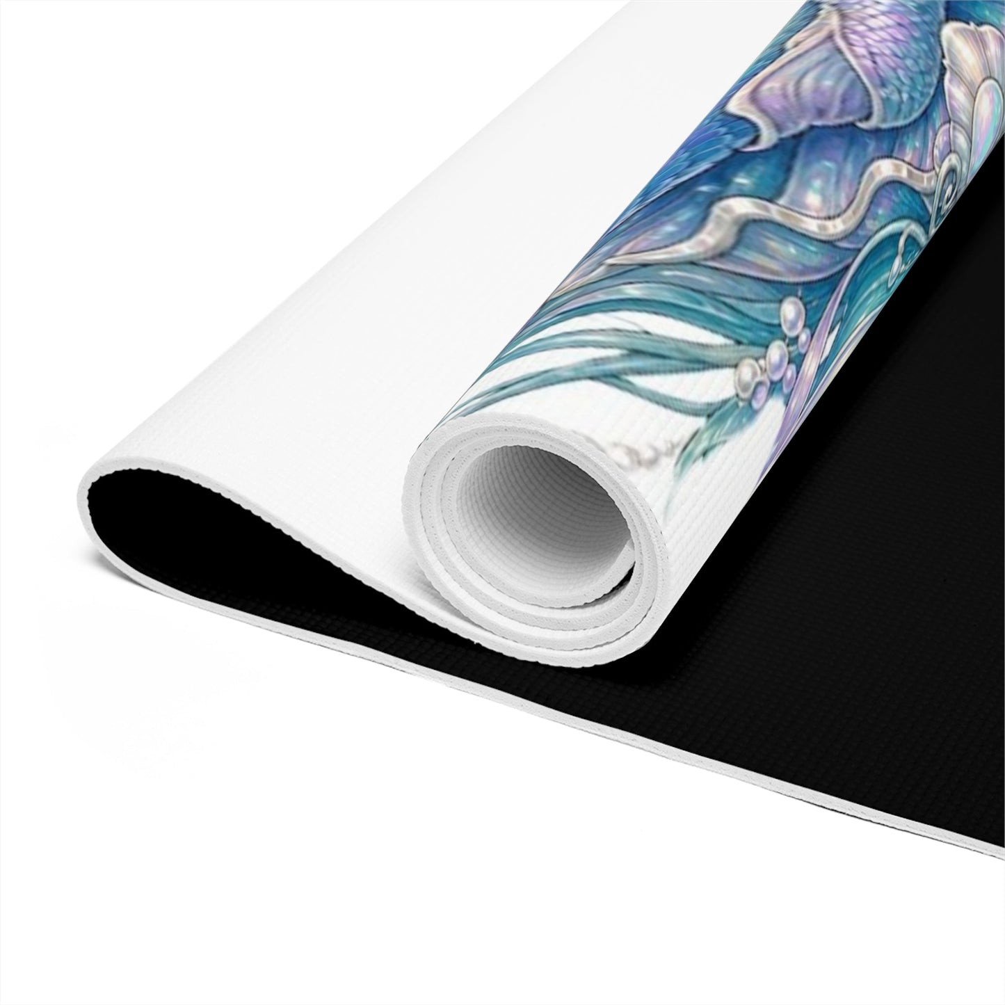 Mermaid Pose Illustration Foam Yoga Mat | Pastel Ocean Meditation - Best Yoga Mats for Home Workouts