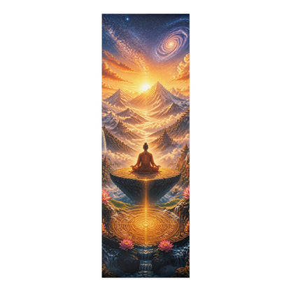 Meditating Mystic Mountains Foam Yoga Mat | Sunrise Lotus Chakras Printify