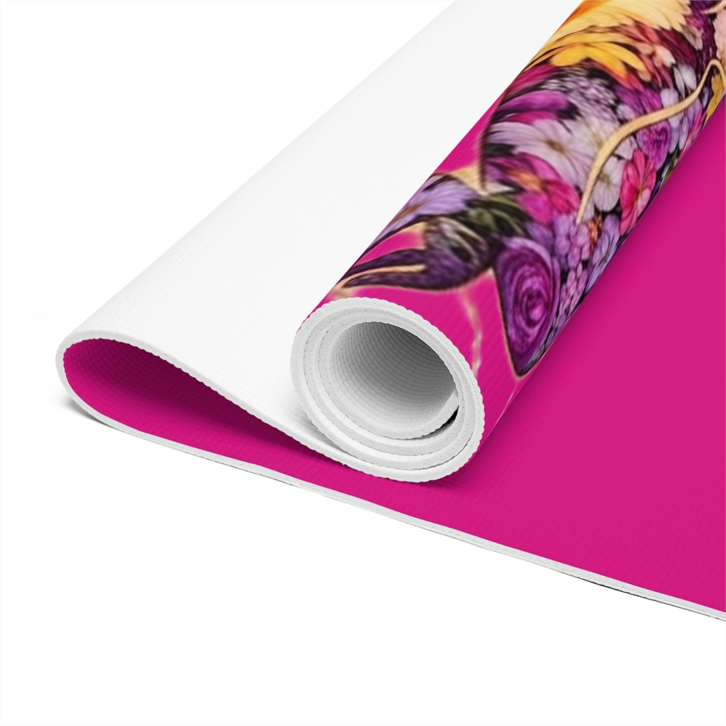 Floral Meditating Figure Yoga Love Foam Yoga Mat | Pink Chakra Design - Best Yoga Mats for Home Workouts