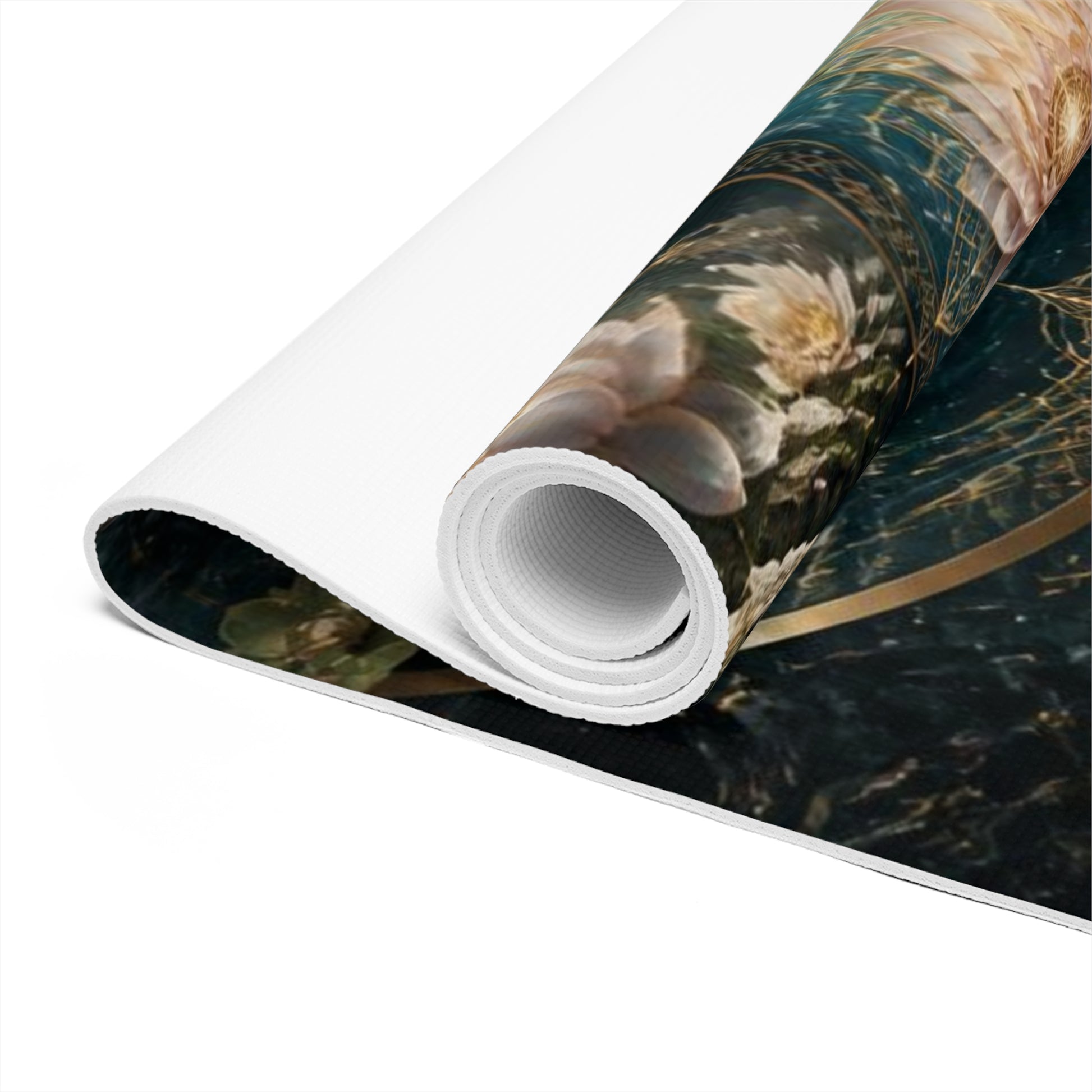 Sacred Geometry Lotus Tree Foam Yoga Mat | Cosmic Mandala Meditation Mat Printify