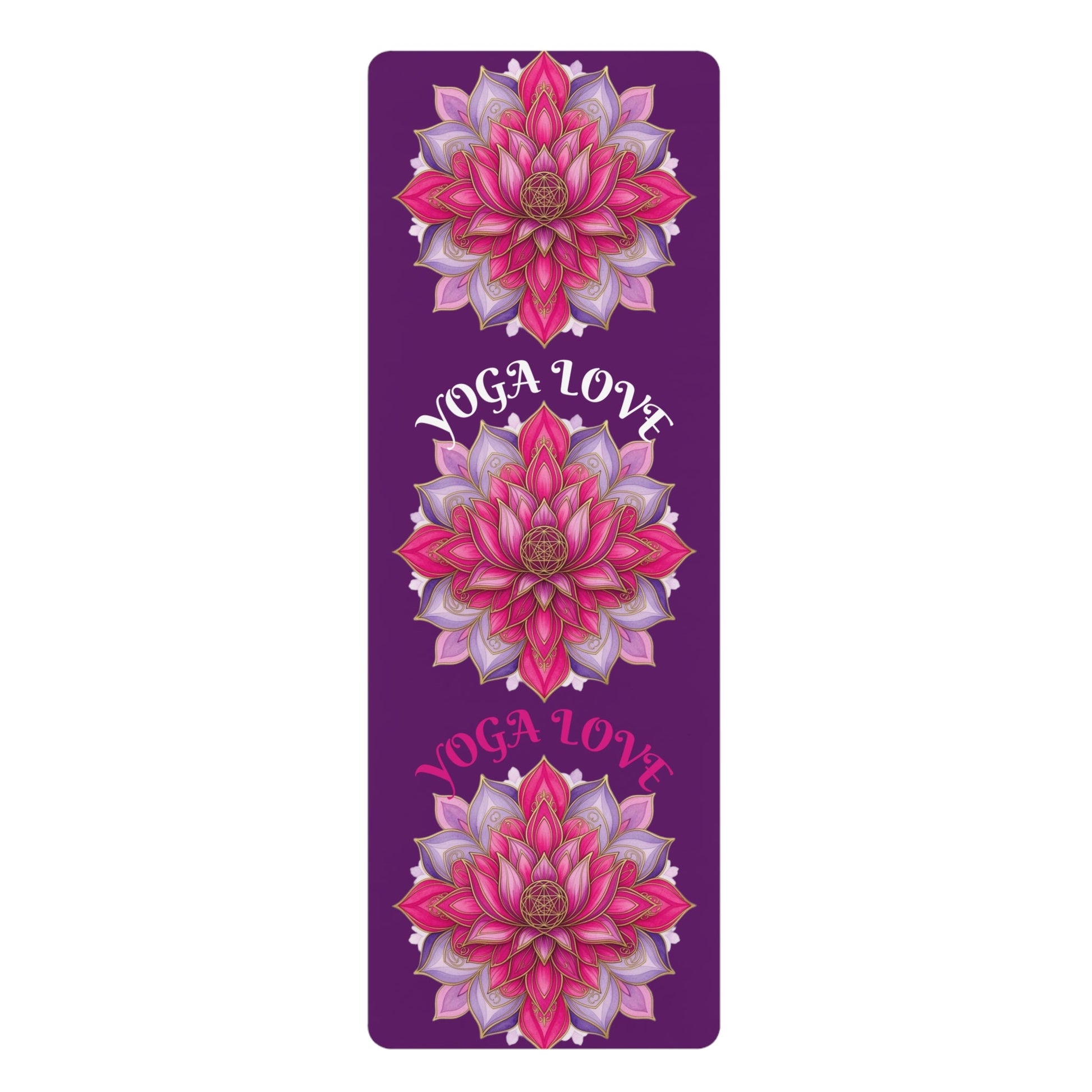 Pink Lotus Yoga Love Rubber Yoga Mat | Floral Meditation Mat - Best Yoga Mats for Home Workouts