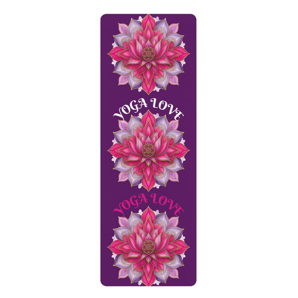 Pink Lotus Yoga Love Rubber Yoga Mat | Floral Meditation Mat Printify