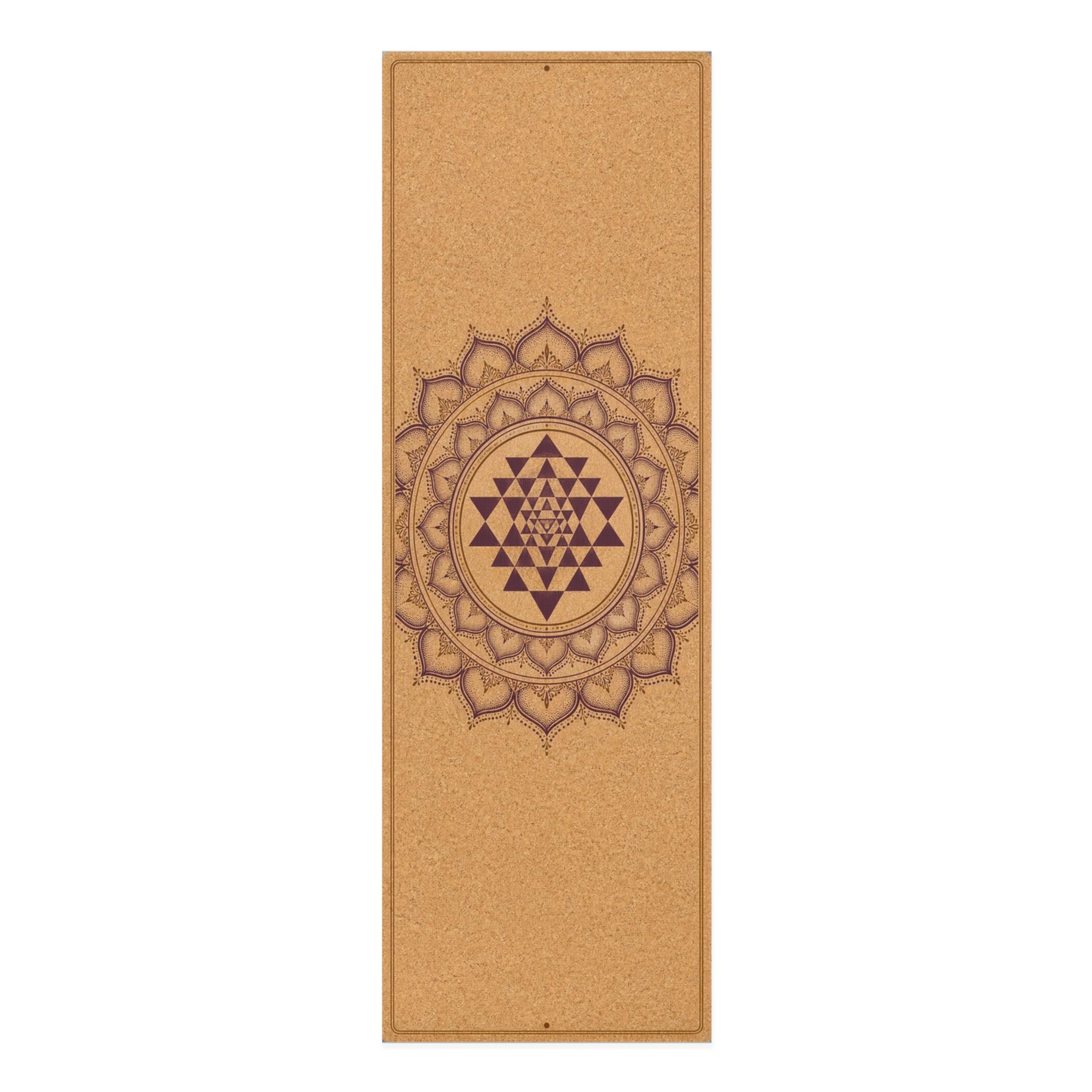 Sri Yantra Mandala Yoga Mat | Cork-Style Foam Alignment Mat Printify
