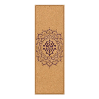 Sri Yantra Mandala Yoga Mat | Cork-Style Foam Alignment Mat Printify