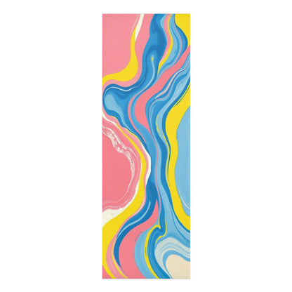 Colorful Marble Swirl Foam Yoga Mat | Abstract Pink Blue Yellow Pattern - Best Yoga Mats for Home Workouts