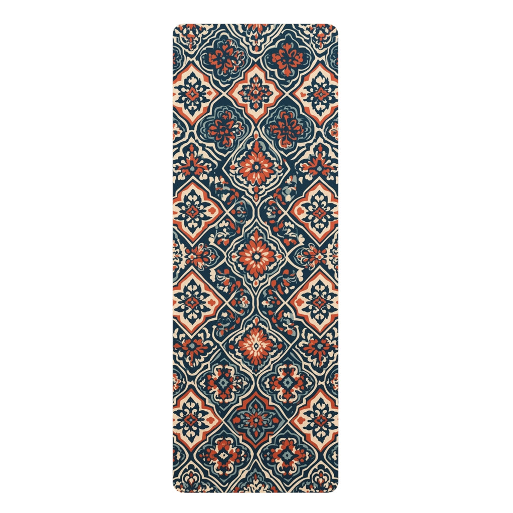 Vintage Tile Pattern Rubber Yoga Mat | Boho Moroccan Medallion Design Printify