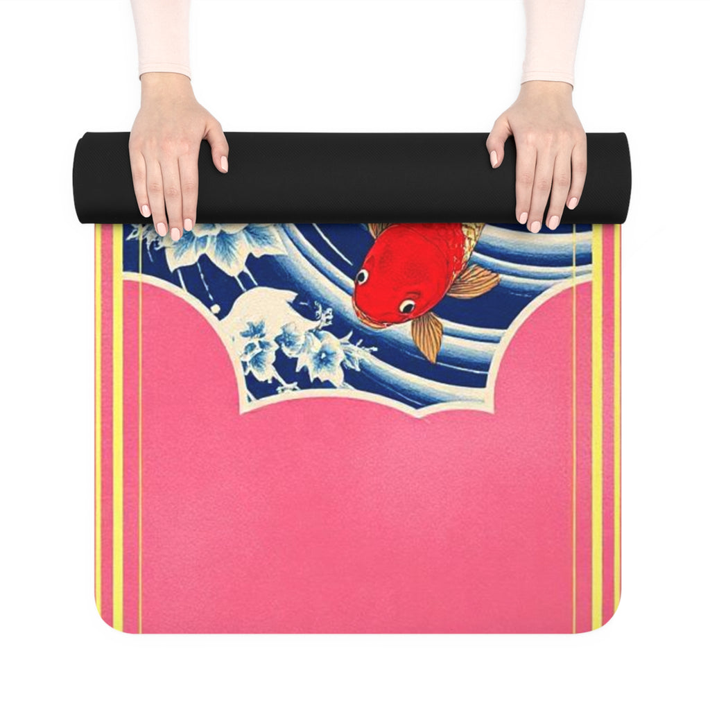 Koi Wave Cherry Blossom Rubber Yoga Mat | Japanese Ukiyo-e Inspired Printify