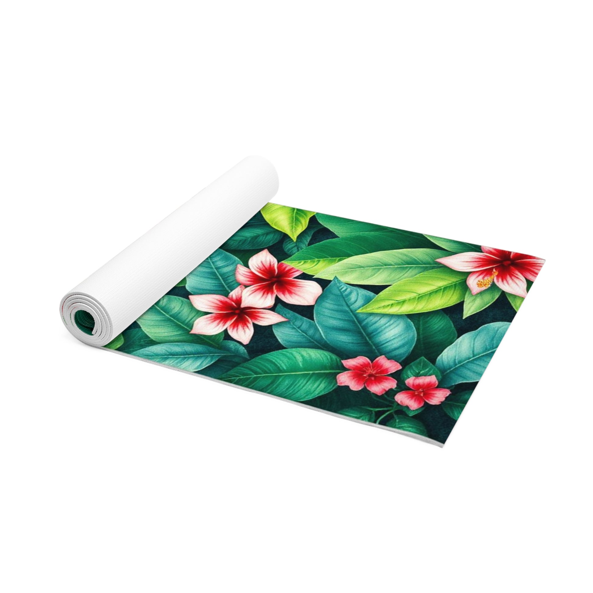 Tropical Hibiscus Floral Foam Yoga Mat | Green Leaf Paradise - Best Yoga Mats for Home Workouts