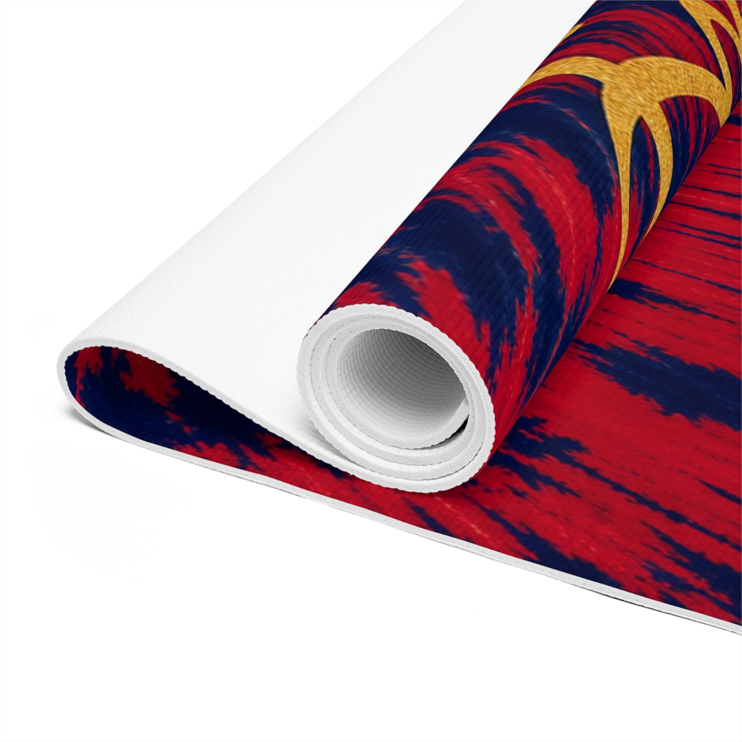 Yoga Love script heart Foam Yoga Mat | red navy tie-dye - Best Yoga Mats for Home Workouts