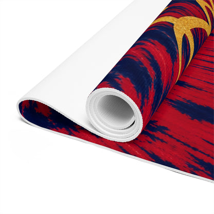Yoga Love script heart Foam Yoga Mat | red navy tie-dye - Best Yoga Mats for Home Workouts