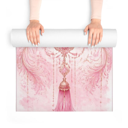 Pink Heart Mandala Foam Yoga Mat | Sacred Lotus Tassel Design - Best Yoga Mats for Home Workouts
