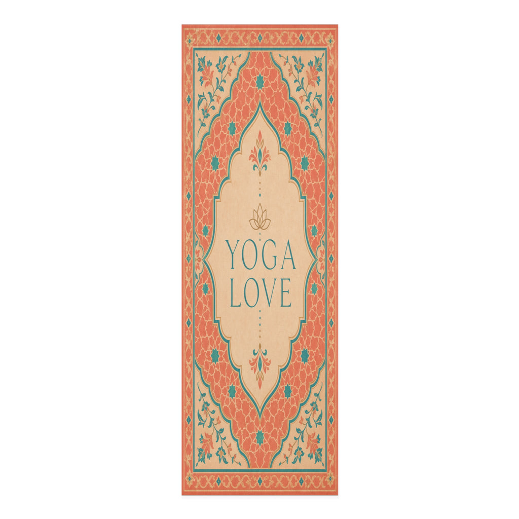 Yoga Love mandala foam Yoga Mat | boho floral pattern, coral teal