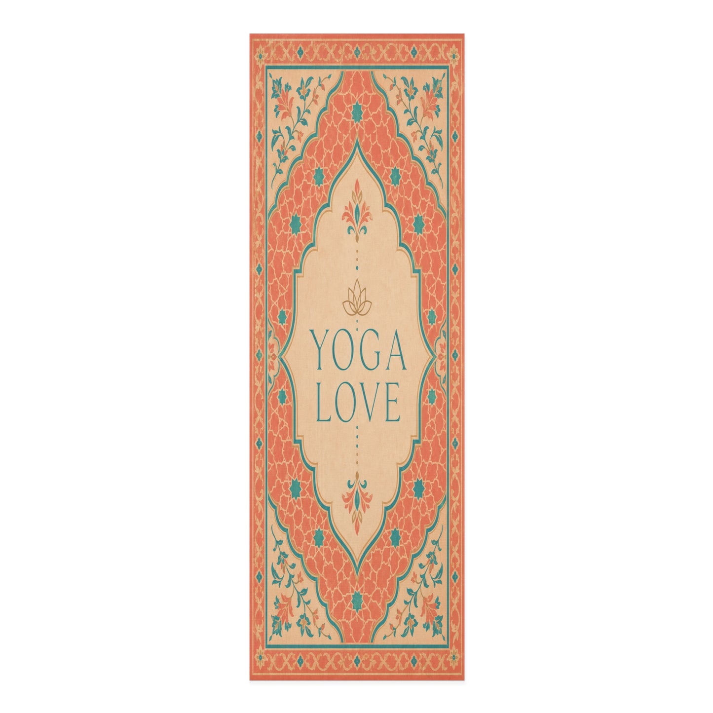 Yoga Love mandala foam Yoga Mat | boho floral pattern, coral teal - Best Yoga Mats for Home Workouts