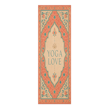 Yoga Love mandala foam Yoga Mat | boho floral pattern, coral teal - Best Yoga Mats for Home Workouts