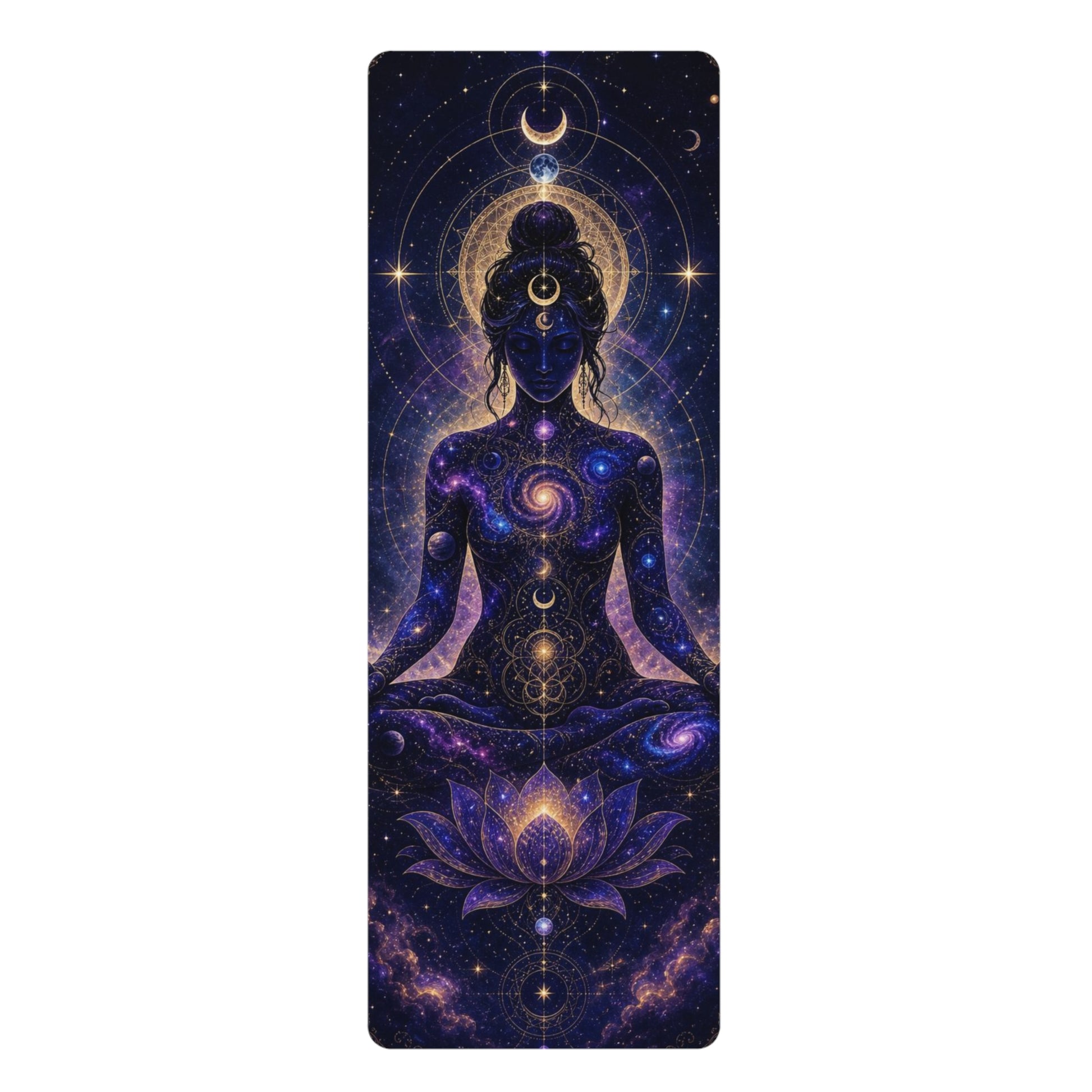 Cosmic Chakra Meditation Rubber Yoga Mat | Lotus Galaxy Pose - Best Yoga Mats for Home Workouts