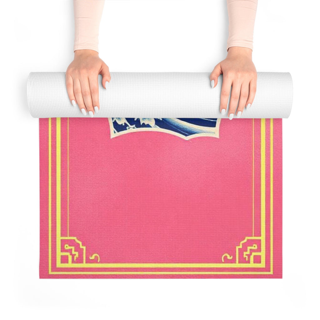 Koi Fish Cherry Blossom Foam Yoga Mat | Pink Blue Japanese Wave Design Printify