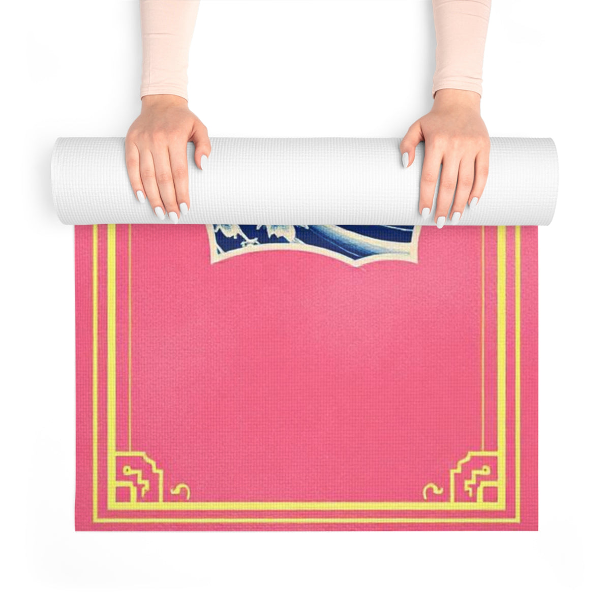 Koi Fish Cherry Blossom Foam Yoga Mat | Pink Blue Japanese Wave Design - Best Yoga Mats for Home Workouts