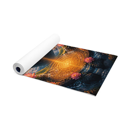 Meditating Mystic Mountains Foam Yoga Mat | Sunrise Lotus Chakras Printify