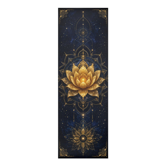 Golden Lotus Mandala Foam Yoga Mat | Cosmic Navy Alignment Mat - Best Yoga Mats for Home Workouts
