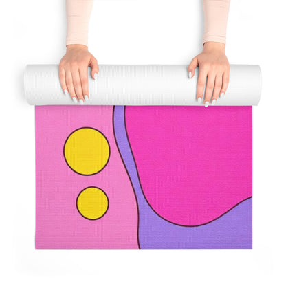 Abstract Colorful Blobs Foam Yoga Mat | Bright Pink Purple Yellow Shapes - Best Yoga Mats for Home Workouts