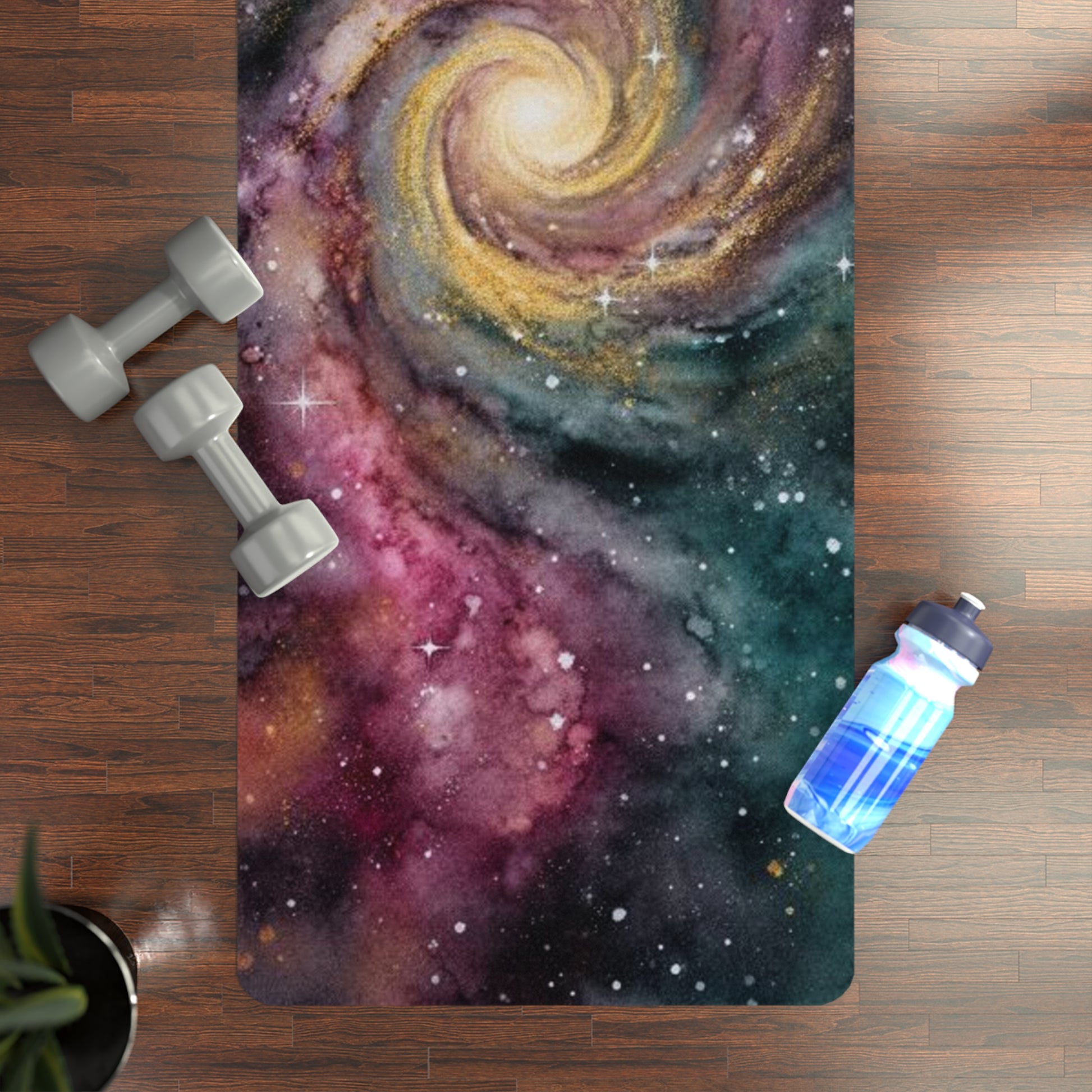 Galaxy Swirl Rubber Yoga Mat | Spiral Nebula Cosmic Design - Best Yoga Mats for Home Workouts